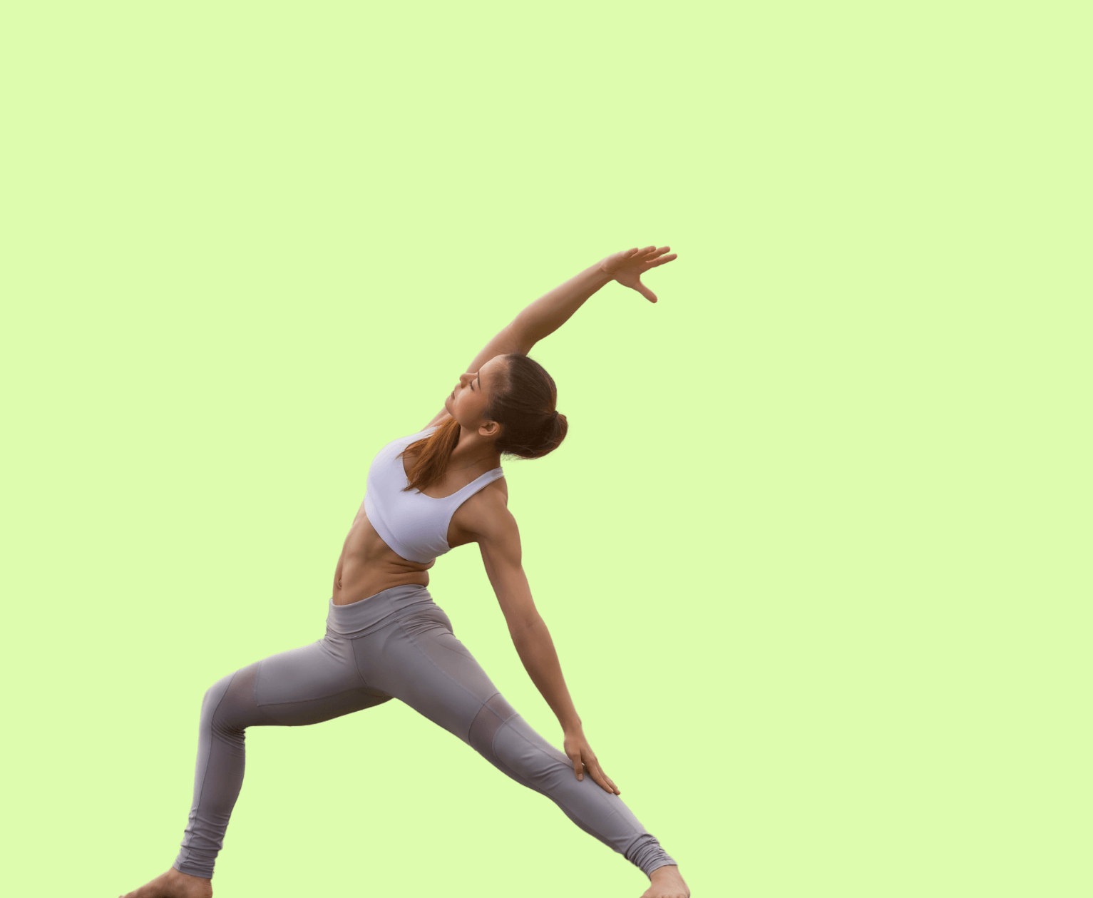 Woman doing stretching yoga pose.