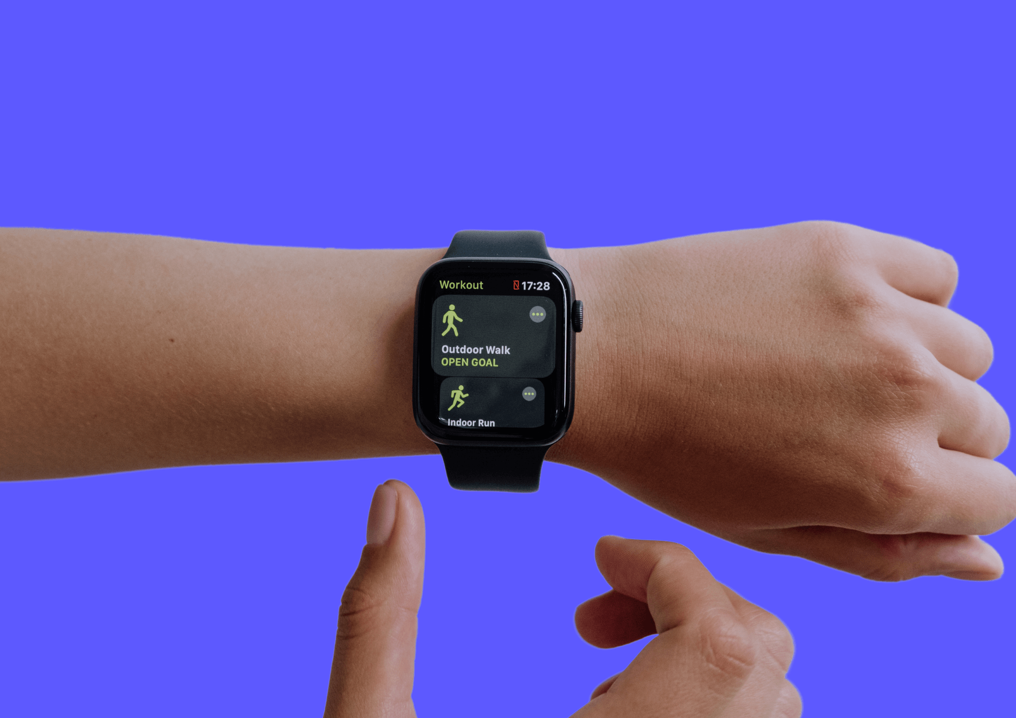 SmartWatch with workout plan on a person's wrist.