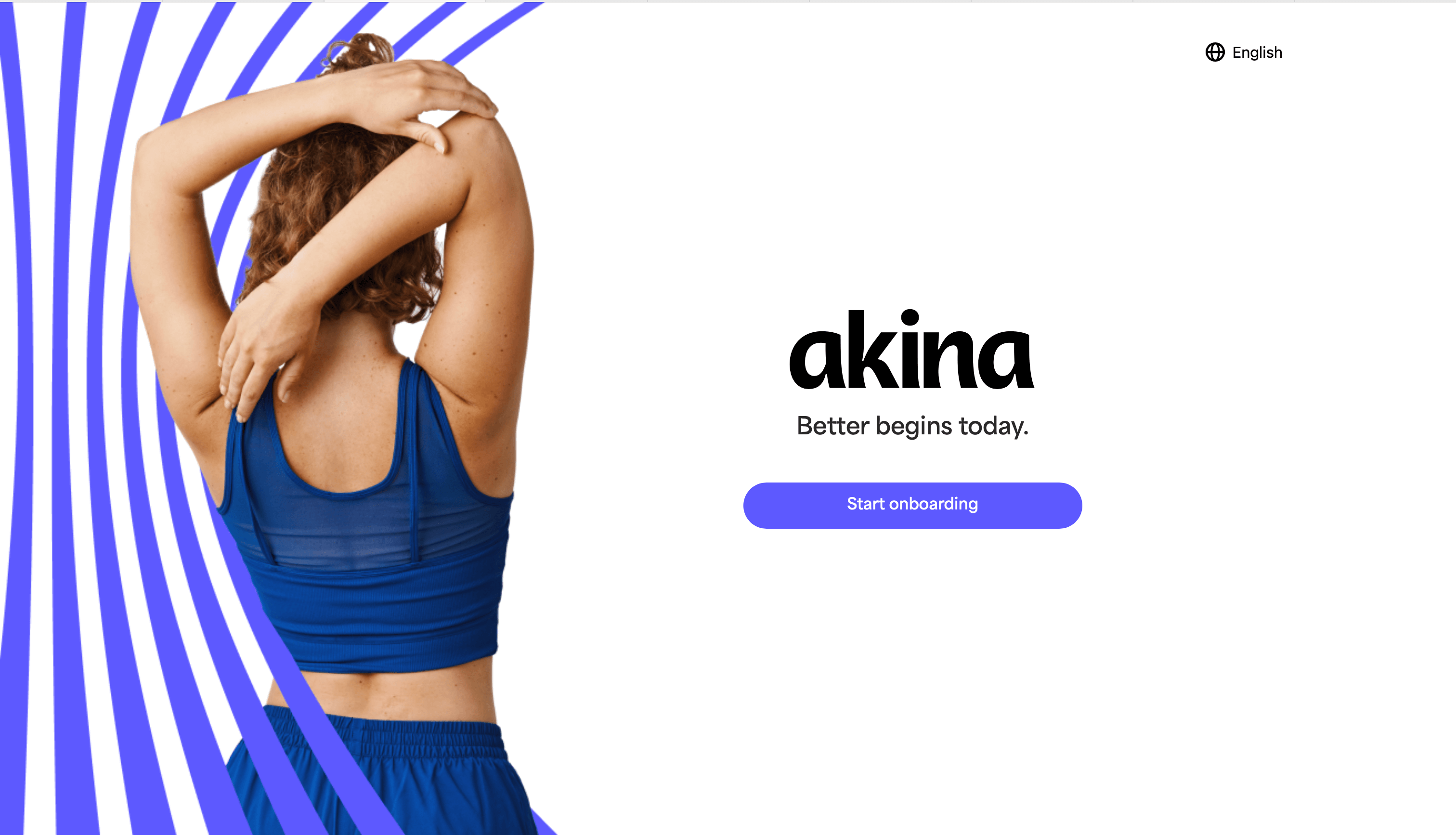 Akina onboarding screen